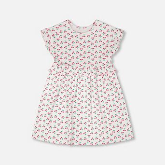 Little Kids Girl Cotton Rib Dress Printed Cherries