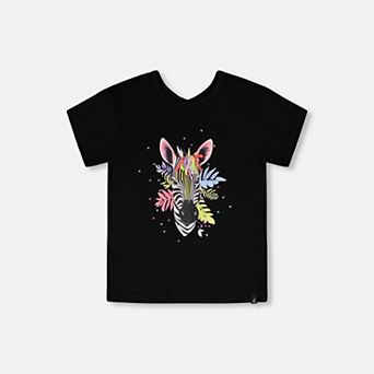 Little Kids Girl Organic Cotton Jersey T-Shirt with Zebra