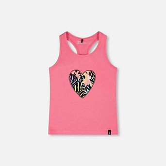 Little Kids Girl Organic Cotton Jersey Animal Heart Print Tank Top