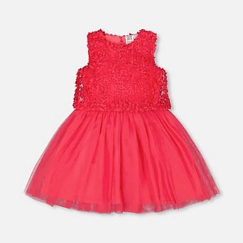 Little Kids Girl Sleeveless Textured Rosette Dress
