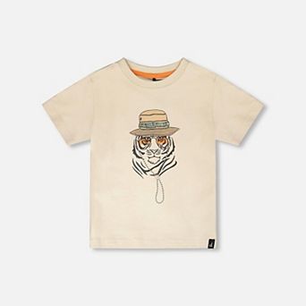 Little Kids Boy Organic Cotton Tiger Graphic Short Sleeve T-Shirt