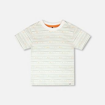 Little Kids Boy Organic Cotton T-Shirt Printed Lines