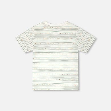 Little Kids Boy Organic Cotton T-Shirt Printed Lines