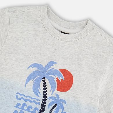 Little Kids Boy Organic Cotton Short Sleeve T-Shirt To Gradient