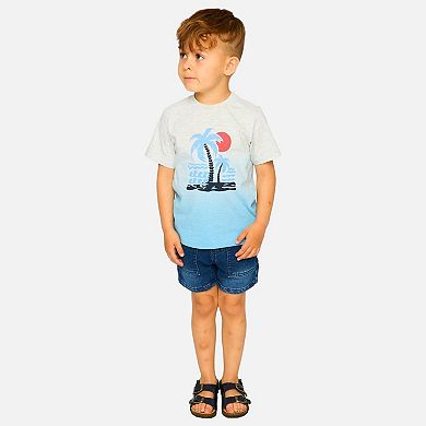 Little Kids Boy Organic Cotton Short Sleeve T-Shirt To Gradient