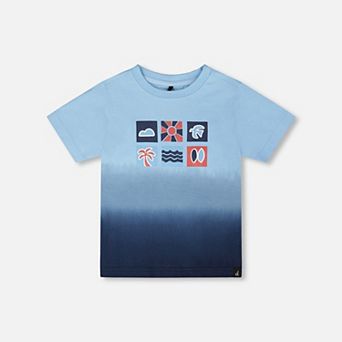 Little Kids Boy Organic Cotton Short Sleeve T-Shirt Gradient