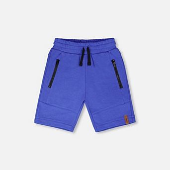 Little Kids Boy French Terry Cross Seam Zip Pocket Shorts