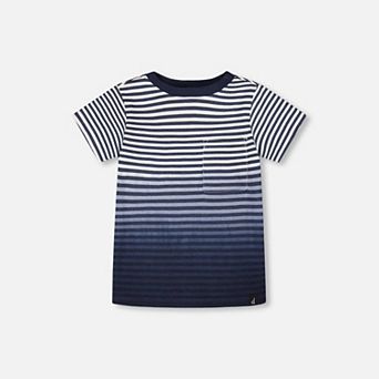 Little Kids Boy Organic Cotton Short Sleeve T-Shirt Gradient Stripes