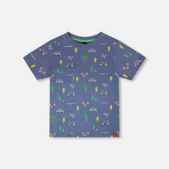 Little Kids Boy Organic Cotton Jersey T-Shirt Bicycle Print