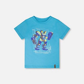 Little Kids Boy Organic Cotton Jersey Transformer Graphic Print T-Shirt