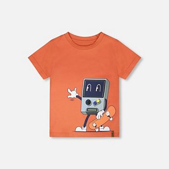 Little Kids Boy Organic Cotton Jersey Video Game and Skate Graphic Print T-Shirt