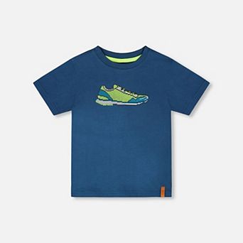 Little Kids Boy Organic Cotton Jersey Pixel Sneaker Graphic Print T-Shirt