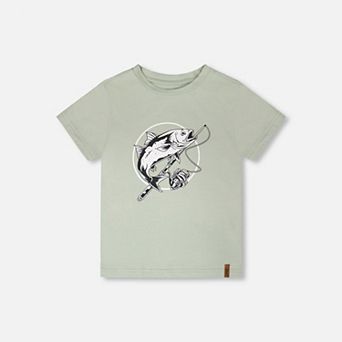 Little Kids Boy Organic Cotton Jersey Fishing Graphic Print T-Shirt
