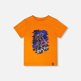 Little Kids Boy Organic Cotton Jersey T-Shirt with Bmx Print