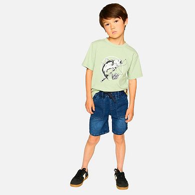 Little Kids Boy French Terry Denim Drawstring Shorts