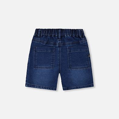 Little Kids Boy French Terry Denim Drawstring Shorts