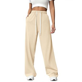 Women's High Waist Baggy Drawstring Casual Workout Pants with Pockets