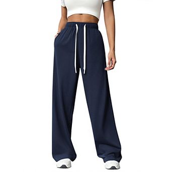 Women's High Waist Baggy Drawstring Casual Workout Pants with Pockets