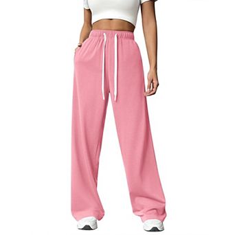 Women's High Waist Baggy Drawstring Casual Workout Pants with Pockets