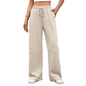 Womens Wide Leg Sweatpants Casual Loose Solid Color Pants With Pockets