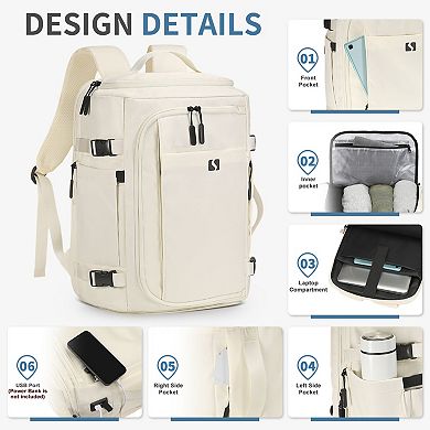 Expandable Laptop Travel Backpack, TSA Carry-On Bag Water-Resistant