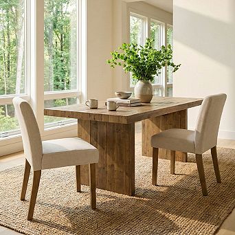 Upholstered Armless Dining Chairs Set of 2, Parsons Dining Room Chairs with Wood Legs