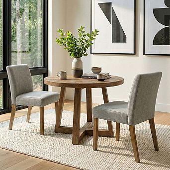 Upholstered Armless Dining Chairs Set of 2, Parsons Dining Room Chairs with Wood Legs