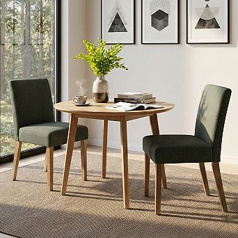 Upholstered Armless Dining Chairs Set of 2, Parsons Dining Room Chairs with Wood Legs