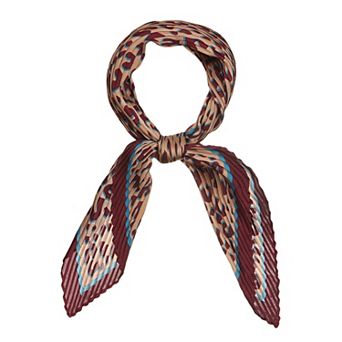 Leopard Print Pleated Rhombus Scarf Neck Scarves Neckerchief for Women Lady