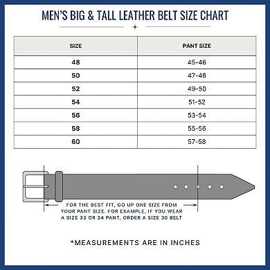 Danbury Men's Big & Tall 38mm Double Prong Roller Leather Belt