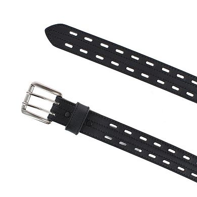 Danbury Men's Big & Tall 38mm Double Prong Roller Leather Belt