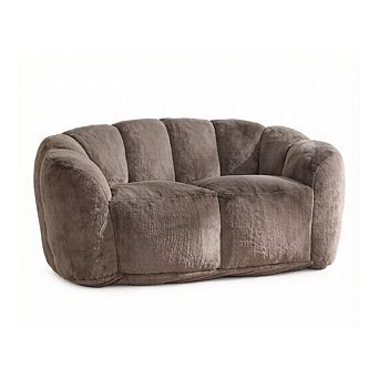 GOODSILO Two Seater Ultra Soft Fluffy Loveseat Bean Bag Floor Sofa