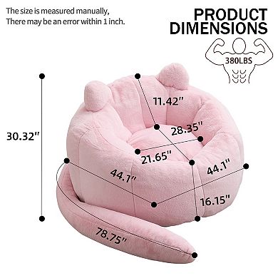 GOODSILO Ergonomic No-Assembly Cat Shaped Adult Bean Bag Sofa for Home