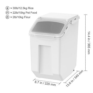 YIORTWO 2 Pack 15L Ingredient Storage Bin with Measuring Cups Airtight Pet Food Container