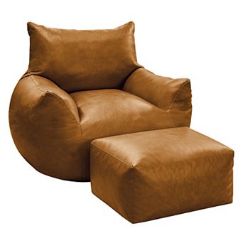 Heybly Bean Bag Chair with Ottoman, Large Memory Foam Single Sofa for Adults or Kids