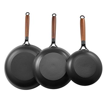 YIORTWO 3 pc Cast Iron Skillet Frying Pan Set 8 10 12 Inch Pre-Seasoned Nonstick Cookware