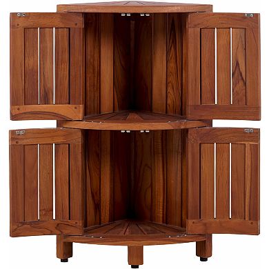 27" Kai-Petite Two-Level Corner Teak Tower Cabinet