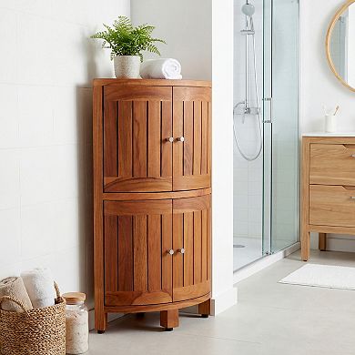 27" Kai-Petite Two-Level Corner Teak Tower Cabinet