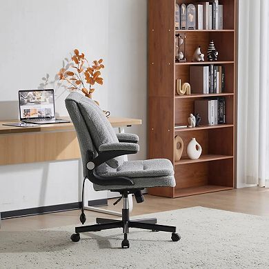 YIORTWO Criss Cross Office Chair Wide Seat Flip Back Lumbar Support Wheels