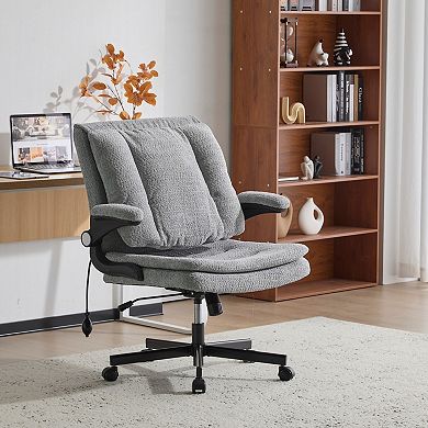 YIORTWO Criss Cross Office Chair Wide Seat Flip Back Lumbar Support Wheels