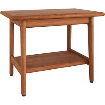 24" Maluku-Bjon Solid Top Teak Shower Bench with Shelf