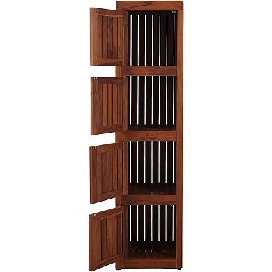 Sula Four-Level Square Teak Tower Cabinet