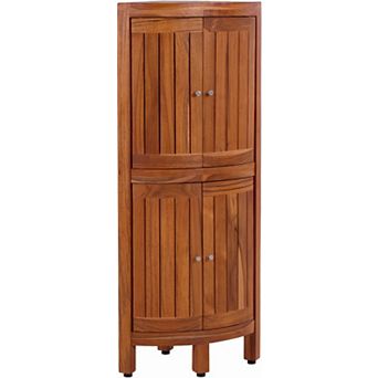 40" Kai Two-Level Corner Teak Tower Cabinet