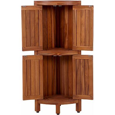 40" Kai Two-Level Corner Teak Tower Cabinet