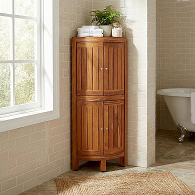 40" Kai Two-Level Corner Teak Tower Cabinet