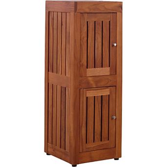 Sula Two-Level Square Teak Tower Cabinet