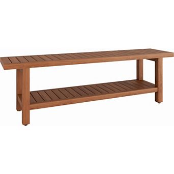 60" Spa Manor Teak Shower Bench with Shelf