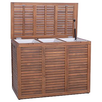 Spa Large-Size Triple Teak Laundry and Storage Hamper