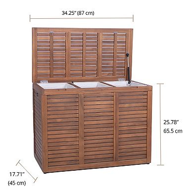 Spa Large-Size Triple Teak Laundry and Storage Hamper