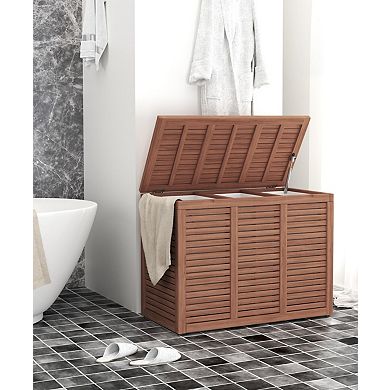 Spa Large-Size Triple Teak Laundry and Storage Hamper